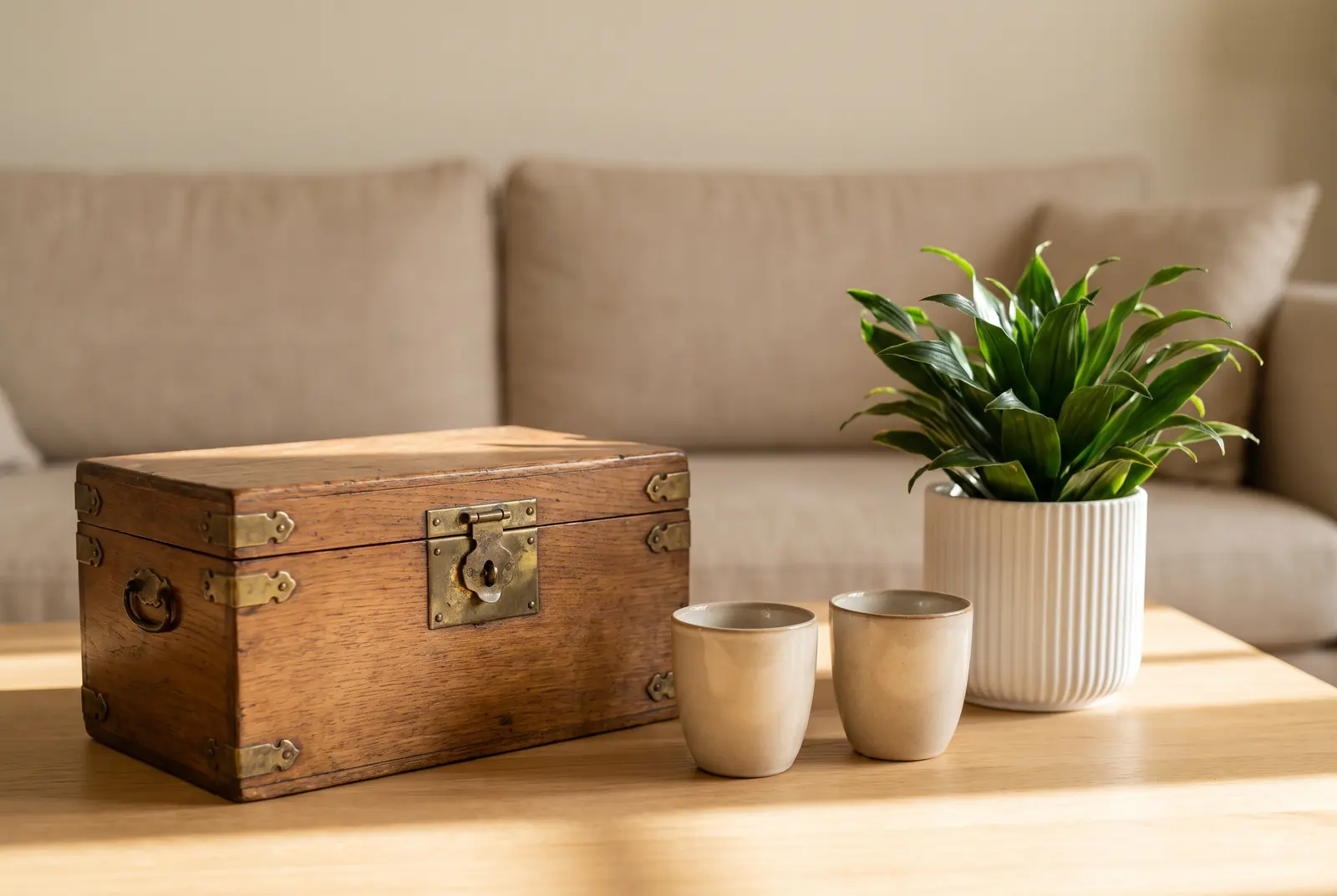 Coffret ancien fermé à clé, symbole du bien préservé